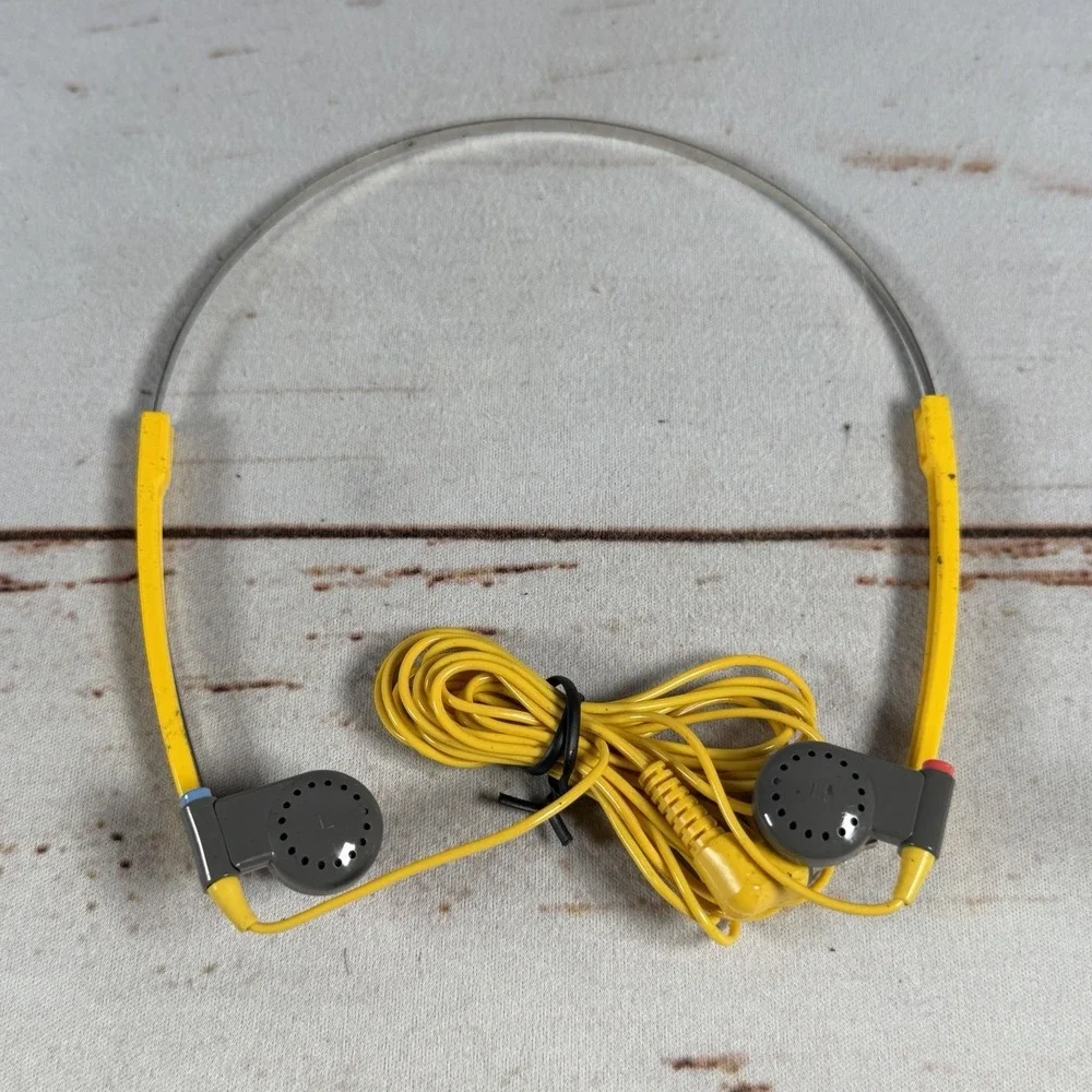 SONY Vintage MDR-A15 Yellow Sports Folding Headphones Walkman 1980s Used